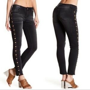 ROMEO & JULIET Side Leg Studded Skinny Blk Jeans S